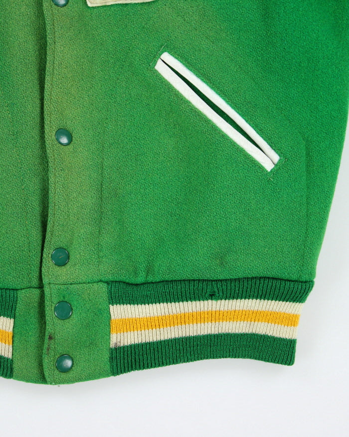 Vintage 70's Embroidered Patched Heavyweight Varsity Jacket - L