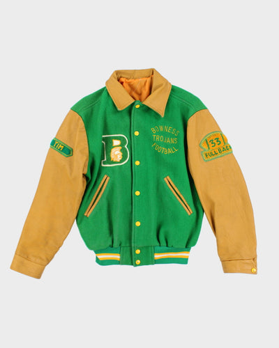 Vintage 80's Embroidered Patched Heavyweight Varsity Jacket - S