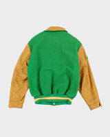 Vintage 80's Embroidered Patched Heavyweight Varsity Jacket - S