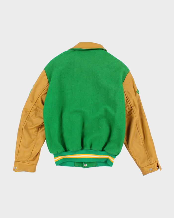 Vintage 80's Embroidered Patched Heavyweight Varsity Jacket - S