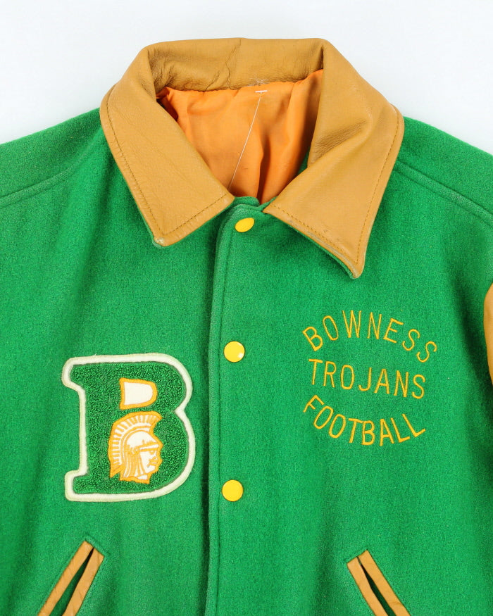 Vintage 80's Embroidered Patched Heavyweight Varsity Jacket - S