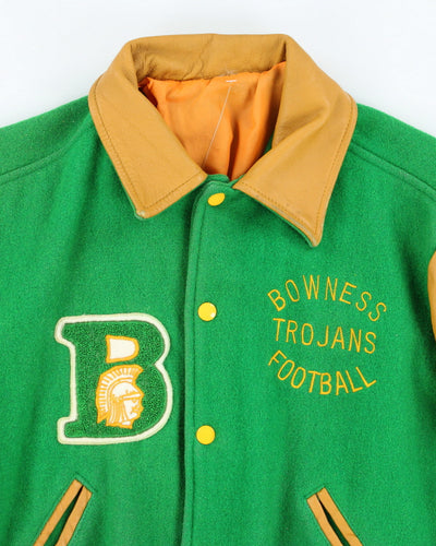 Vintage 80's Embroidered Patched Heavyweight Varsity Jacket - S