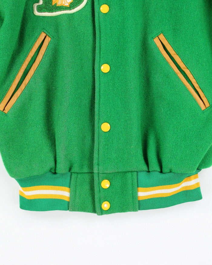 Vintage 80's Embroidered Patched Heavyweight Varsity Jacket - S