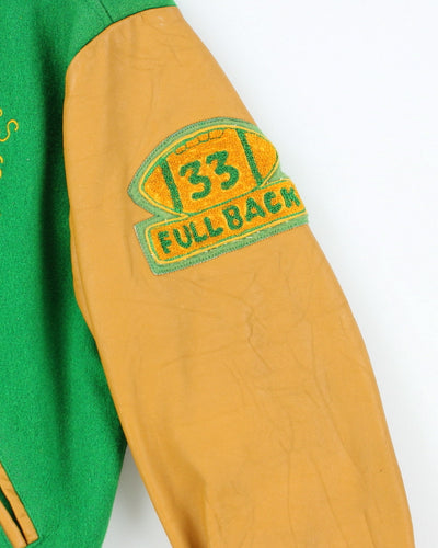 Vintage 80's Embroidered Patched Heavyweight Varsity Jacket - S