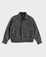 Vintage 90's Men's Heavyweight Zip Up Leather Jacket - M
