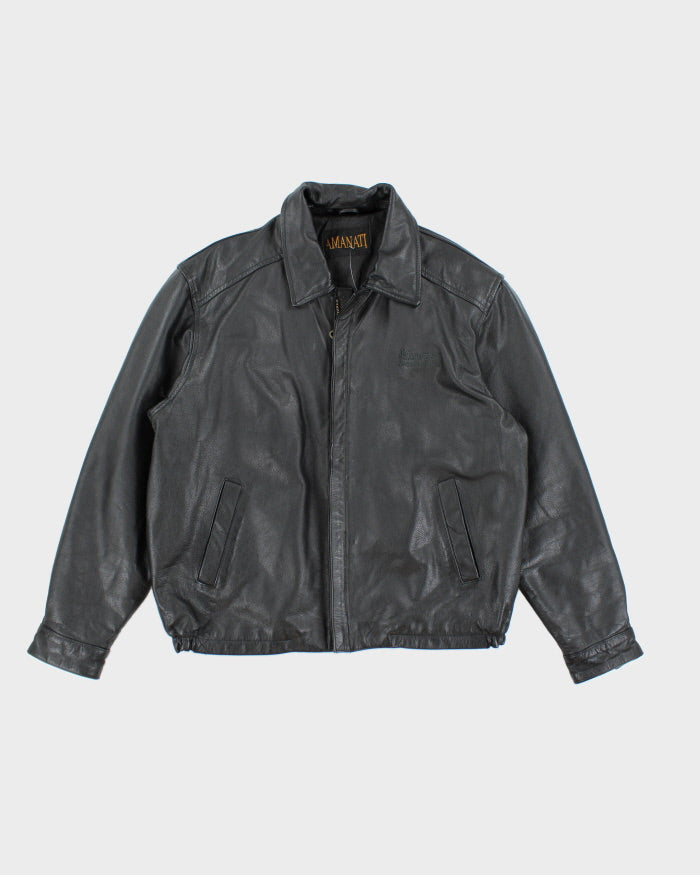Vintage 90's Men's Heavyweight Zip Up Leather Jacket - M