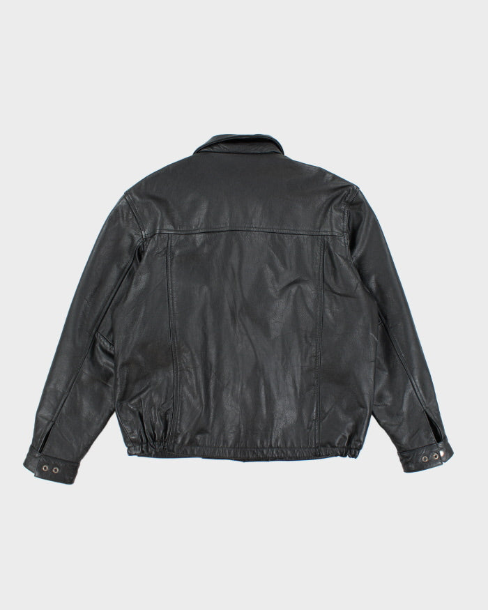 Vintage 90's Men's Heavyweight Zip Up Leather Jacket - M
