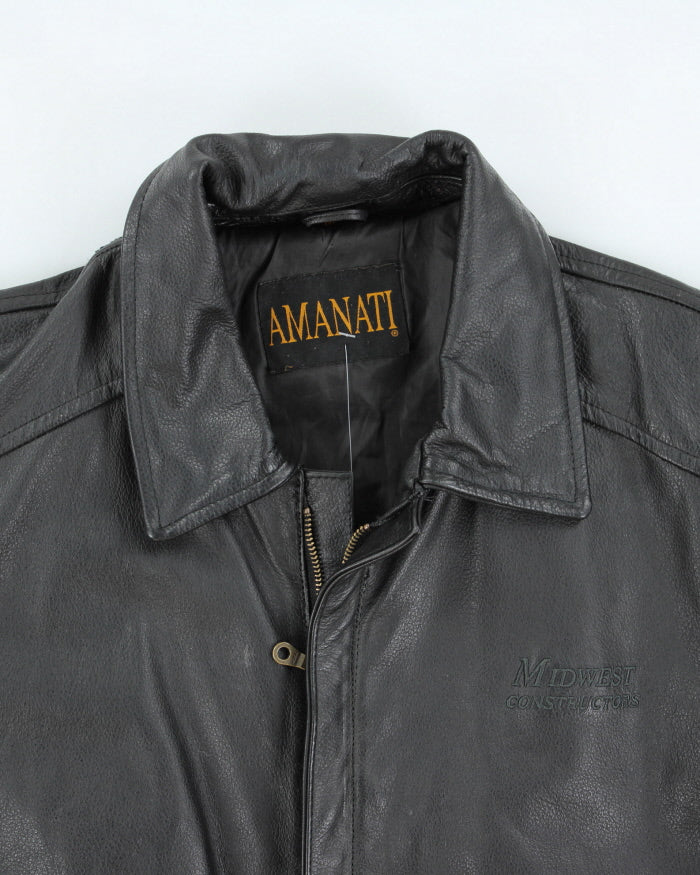 Vintage 90's Men's Heavyweight Zip Up Leather Jacket - M