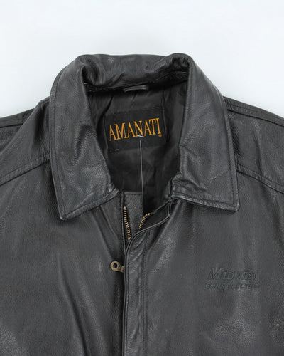 Vintage 90's Men's Heavyweight Zip Up Leather Jacket - M