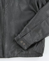 Vintage 90's Men's Heavyweight Zip Up Leather Jacket - M