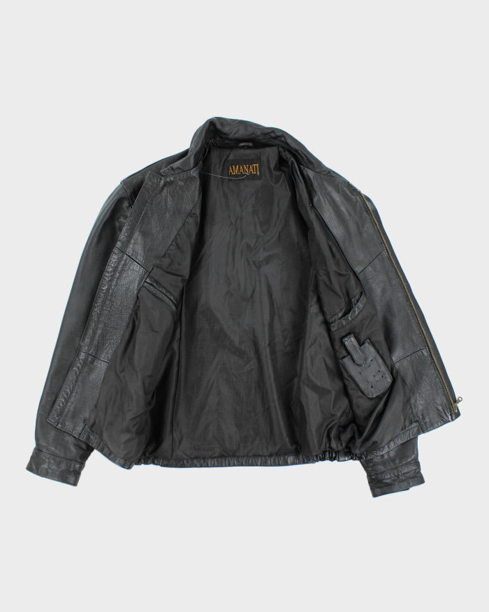 Vintage 90's Men's Heavyweight Zip Up Leather Jacket - M