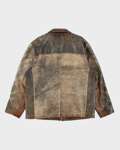Vintage 90's Leather Heavyweight Zip Up Jacket - XL