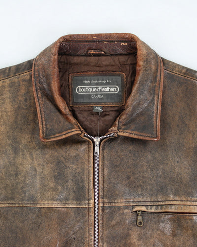 Vintage 90's Leather Heavyweight Zip Up Jacket - XL