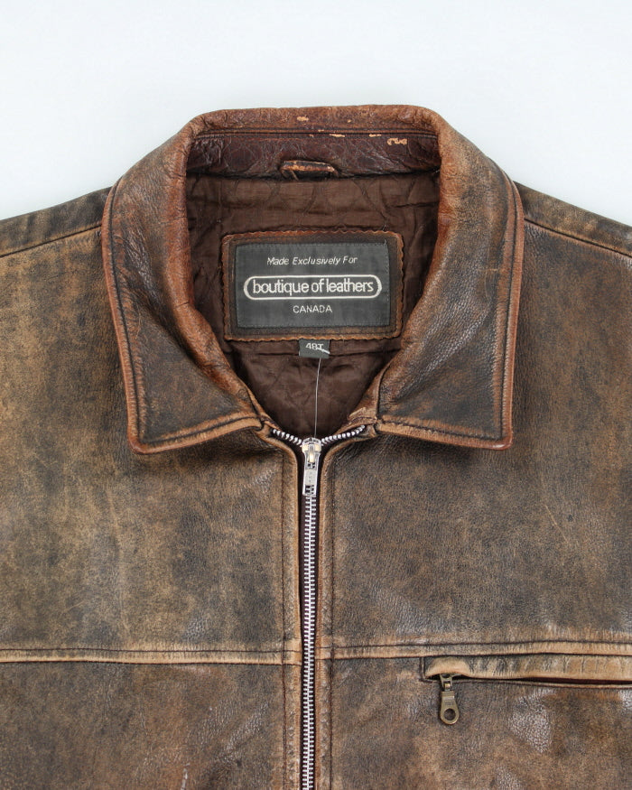 Vintage 90's Leather Heavyweight Zip Up Jacket - XL