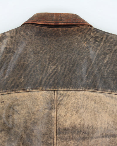 Vintage 90's Leather Heavyweight Zip Up Jacket - XL