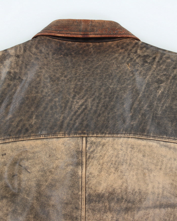Vintage 90's Leather Heavyweight Zip Up Jacket - XL