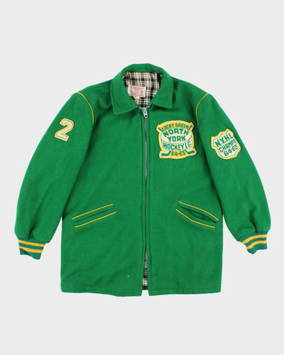 Vintage 60's Richardson Lucky Green Collegiate Zip Up Coat - L