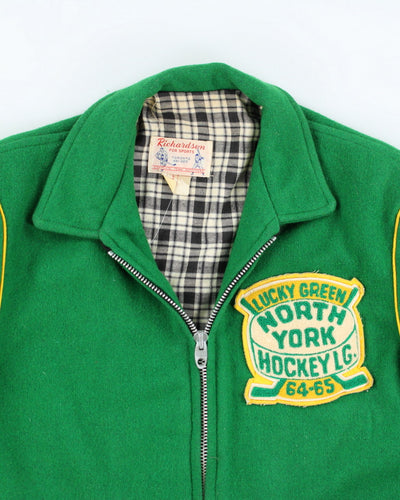 Vintage 60's Richardson Lucky Green Collegiate Zip Up Coat - L