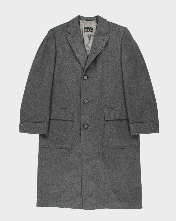 Vintage 80's Savile Row Cashmere &amp; Wool Blend Heavyweight Overcoat - L
