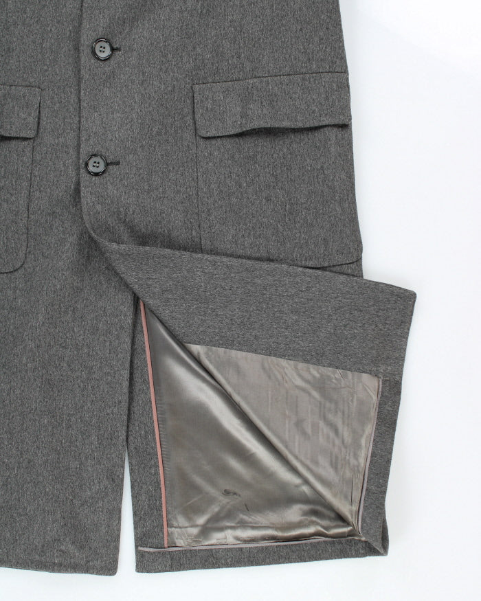 Vintage 80's Savile Row Cashmere &amp; Wool Blend Heavyweight Overcoat - L