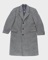Vintage 80's Grey Cashmere &amp; Wool Blend Heavyweight Overcoat - L