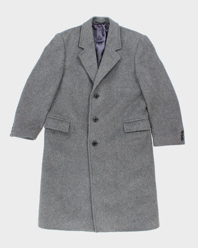 Vintage 80's Grey Cashmere & Wool Blend Heavyweight Overcoat - L