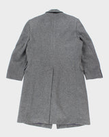 Vintage 80's Grey Cashmere &amp; Wool Blend Heavyweight Overcoat - L