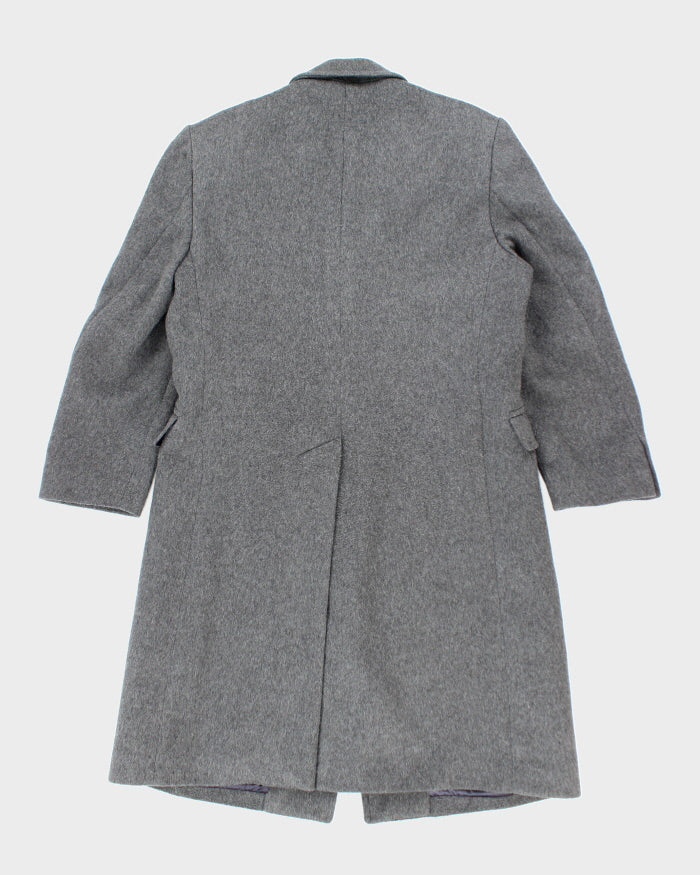 Vintage 80's Grey Cashmere &amp; Wool Blend Heavyweight Overcoat - L