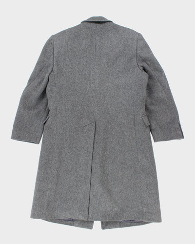 Vintage 80's Grey Cashmere & Wool Blend Heavyweight Overcoat - L