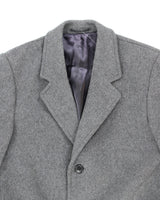 Vintage 80's Grey Cashmere &amp; Wool Blend Heavyweight Overcoat - L