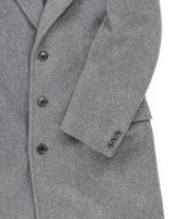 Vintage 80's Grey Cashmere &amp; Wool Blend Heavyweight Overcoat - L