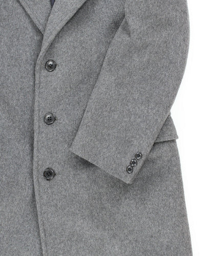 Vintage 80's Grey Cashmere & Wool Blend Heavyweight Overcoat - L