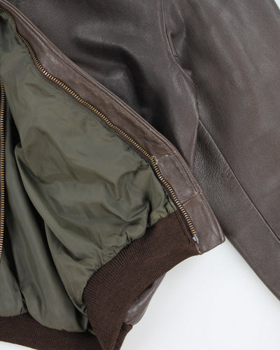 Vintage 90's L.L. Bean Hooded Heavyweight Leather Jacket - L