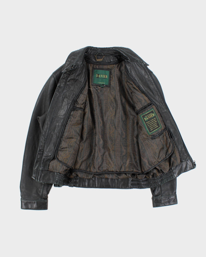 Vintage 90's Danier Heavyweight Zip Up Leather Jacket - L