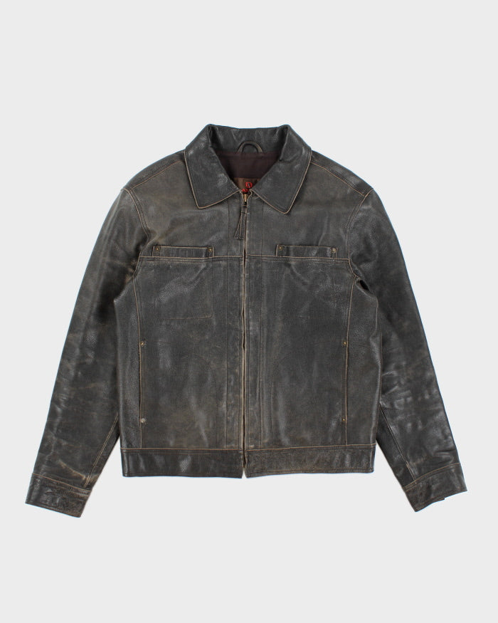 Vintage 90's Danier Burnt Leather Zip Up Jacket - S