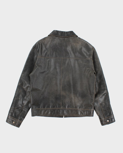 Vintage 90's Danier Burnt Leather Zip Up Jacket - S