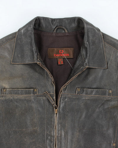 Vintage 90's Danier Burnt Leather Zip Up Jacket - S