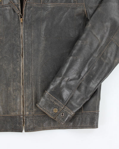 Vintage 90's Danier Burnt Leather Zip Up Jacket - S
