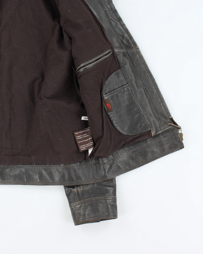 Vintage 90's Danier Burnt Leather Zip Up Jacket - S