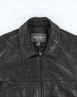 Vintage 90's Eddie Bauer Collared Heavyweight Leather Jacket - L