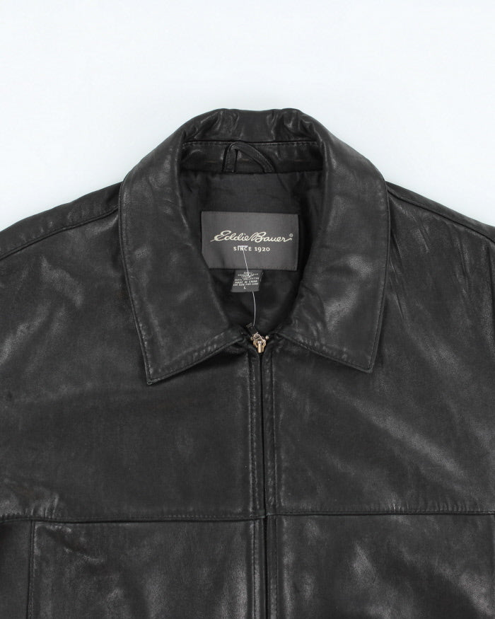 Vintage 90's Eddie Bauer Collared Heavyweight Leather Jacket - L