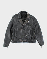 Vintage 90's Men's Heavyweight Studded Leather Jacket - L