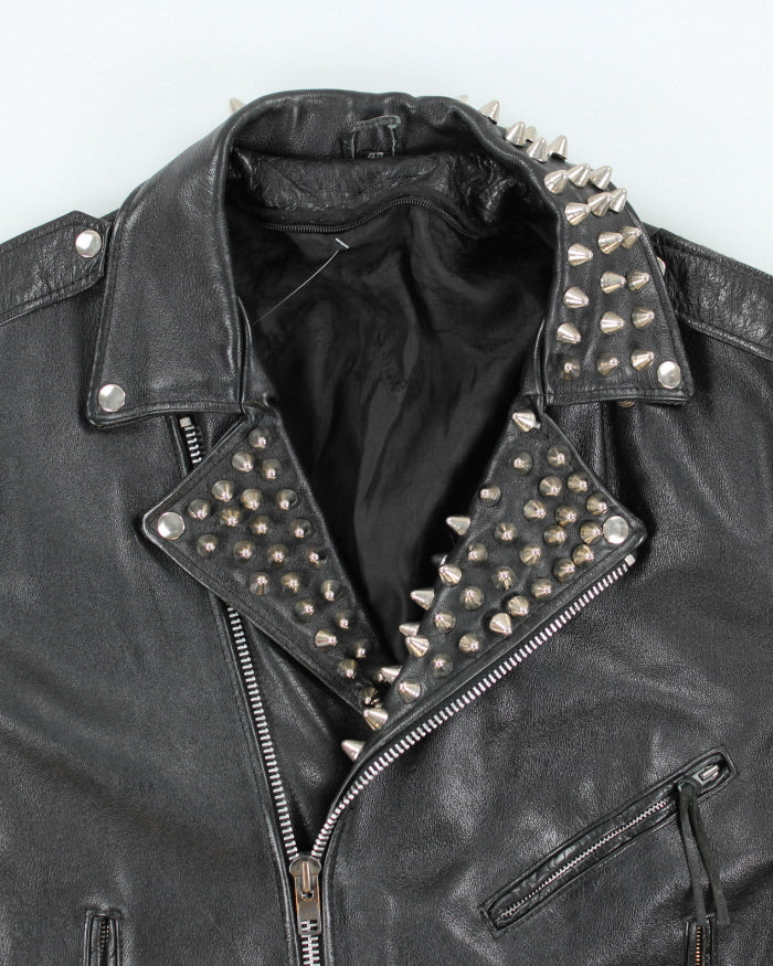 Vintage 90's Men's Heavyweight Studded Leather Jacket - L