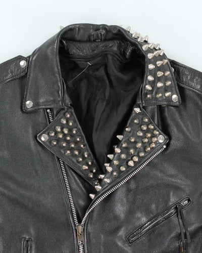 Vintage 90's Men's Heavyweight Studded Leather Jacket - L