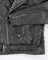 Vintage 90's Men's Heavyweight Studded Leather Jacket - L