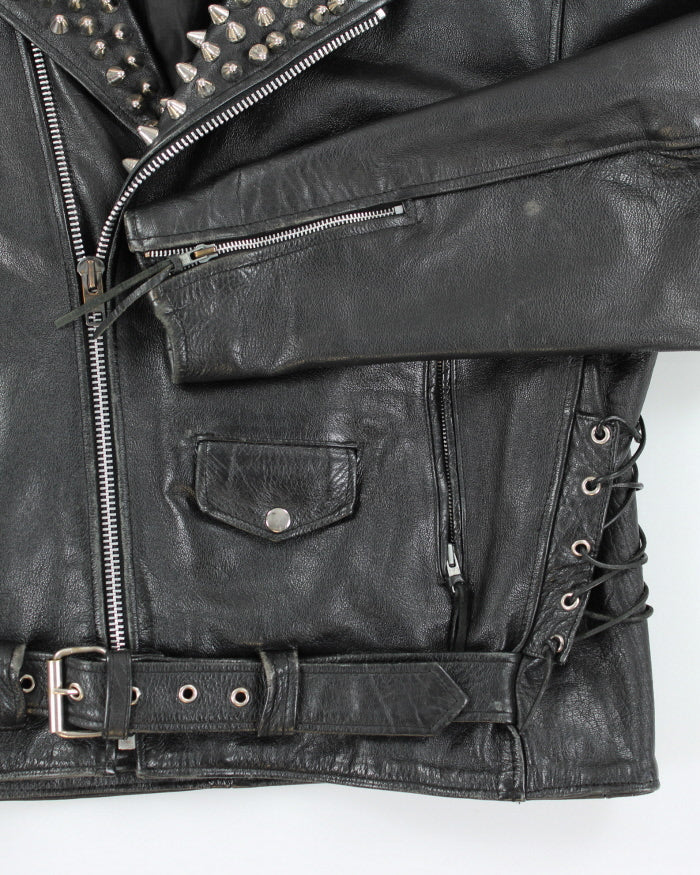 Vintage 90's Men's Heavyweight Studded Leather Jacket - L