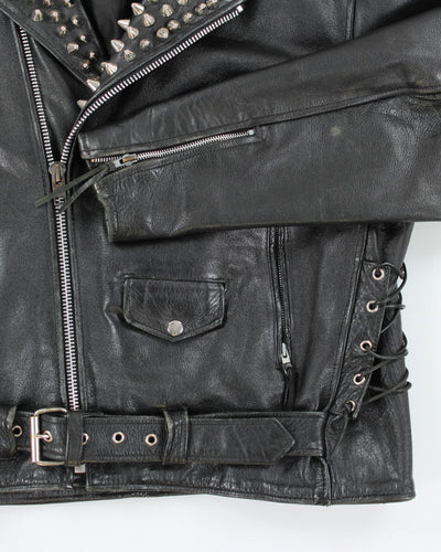 Vintage 90's Men's Heavyweight Studded Leather Jacket - L