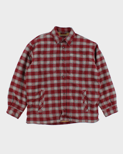 Vintage Timberland Red Plaid Heavyweight Lined Shacket - M