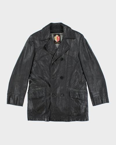 Vintage Black Leather Lined Blazer Jacket - M