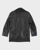 Vintage Black Leather Lined Blazer Jacket - M